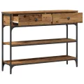 Table Console  en Bois Vieilli 100x25x75 cm en Bois Ingénierie et Acier