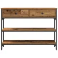 Table Console  en Bois Vieilli 100x25x75 cm en Bois Ingénierie et Acier