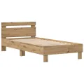 Lit avec lumières LED Chêne artisanal 75x190 cm Bois d'ingénierie