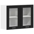 Armoire en verre suspendue en chêne noir 80x31x60 cm en bois d'ingénierie