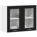 Armoire en verre suspendue en chêne noir 80x31x60 cm en bois d'ingénierie