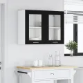 Armoire en verre suspendue en chêne noir 80x31x60 cm en bois d'ingénierie
