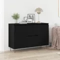 Buffet  Noir Chêne 101,5x35x70 cm Bois d'ingénierie