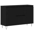 Buffet  Noir Chêne 101,5x35x70 cm Bois d'ingénierie
