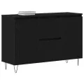 Buffet  Noir Chêne 101,5x35x70 cm Bois d'ingénierie