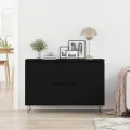 Buffet  Noir Chêne 101,5x35x70 cm Bois d'ingénierie