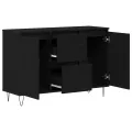 Buffet  Noir Chêne 101,5x35x70 cm Bois d'ingénierie