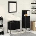 Ensemble de meubles de salle de bain 3 pièces en bois d'ingénierie chêne noir