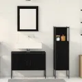 Ensemble de meubles de salle de bain 3 pièces en bois d'ingénierie chêne noir