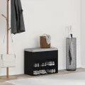 Banc Hall  Noir Chêne 60x30x45 cm en bois d'ingénierie