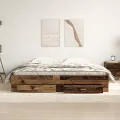 Cadre de lit  avec tiroirs en vieux bois 180x200 cm en bois reconstitué