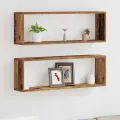 Étagères murales  2 pcs Bois ancien 80x15x26 cm en bois d'ingénierie