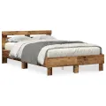 Cadre de Lit en Bois d'Ingénierie Bois vieilli 120 x 190 cm Durable
