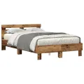 Cadre de Lit en Bois d'Ingénierie Bois vieilli 120 x 190 cm Durable