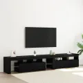 Meubles TV  2 pcs avec lumières LED chêne noir bois d'ingénierie