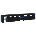 Meubles TV  2 pcs avec lumières LED chêne noir bois d'ingénierie