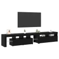 Meubles TV  2 pcs avec lumières LED chêne noir bois d'ingénierie