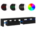 Meubles TV  2 pcs avec lumières LED chêne noir bois d'ingénierie