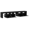 Meubles TV  2 pcs avec lumières LED chêne noir bois d'ingénierie