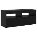 Meubles TV  2 pcs avec lumières LED chêne noir bois d'ingénierie