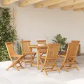 Ensemble de salle à manger de jardin 7 pièces en teck massif