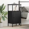 Table de chevet  en chêne noir 41x31x80 cm en bois d'ingénierie