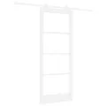 Porte Coulissante  avec Quincaillerie 'ORKDAL'Bois Massif et Verre Blanc