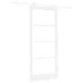 Porte Coulissante  avec Quincaillerie 'ORKDAL'Blanc en Bois Massif & Verre