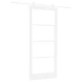 Porte Coulissante  avec Quincaillerie 'ORKDAL'Blanc en Bois Massif & Verre