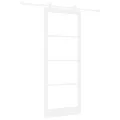 Porte Coulissante  avec Quincaillerie 'ORKDAL'Blanche en Bois Massif & Verre