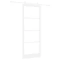 Porte Coulissante  avec Quincaillerie 'ORKDAL'Blanche en Bois Massif & Verre