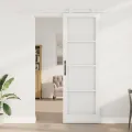 Porte coulissante  avec kit de matériel 'ORKDAL'Bois massif blanc et verre