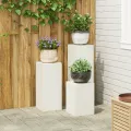 Supports de plantes d'extérieur Pillar 3 pcs Acier blanc