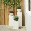 Supports de plantes d'extérieur Pillar 3 pcs Acier blanc