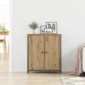 Buffet en chêne artisanal 70x30x80 cm en bois d'ingénierie et acier