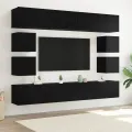Ensemble meuble TV 8 pièces - En bois d'ingénierie chêne noir