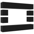 Ensemble meuble TV 8 pièces - En bois d'ingénierie chêne noir