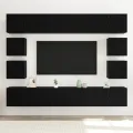 Ensemble meuble TV 8 pièces - En bois d'ingénierie chêne noir