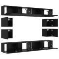 Ensemble meuble TV 8 pièces - En bois d'ingénierie chêne noir