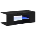 Meuble TV  avec lumières LED en chêne noir, 90x39x30 cm, en bois d'ingénierie