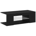 Meuble TV  avec lumières LED en chêne noir, 90x39x30 cm, en bois d'ingénierie