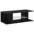 Meuble TV  avec lumières LED en chêne noir, 90x39x30 cm, en bois d'ingénierie