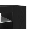 Meuble TV  avec lumières LED en chêne noir, 90x39x30 cm, en bois d'ingénierie