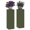 Supports de Plantes d'Extérieur Pilier 2 pcs Vert Olive 24x24x75 cm Acier