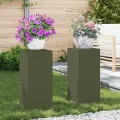Supports de Plantes Extérieurs Pillar 2 pcs Vert Olive 24x24x55 cm Acier