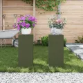 Supports de Plantes Extérieurs Pillar 2 pcs Vert Olive 24x24x55 cm Acier