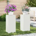 Supports de Plantes d'Extérieur set de 2 blancs, 24x24x55 cm, Acier
