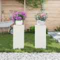 Supports de Plantes d'Extérieur set de 2 blancs, 24x24x55 cm, Acier