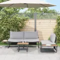 Ensemble de canapé de jardin 3 pièces  avec coussins gris clair