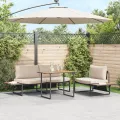Ensemble de salle à manger de jardin 3 pièces avec coussins taupe